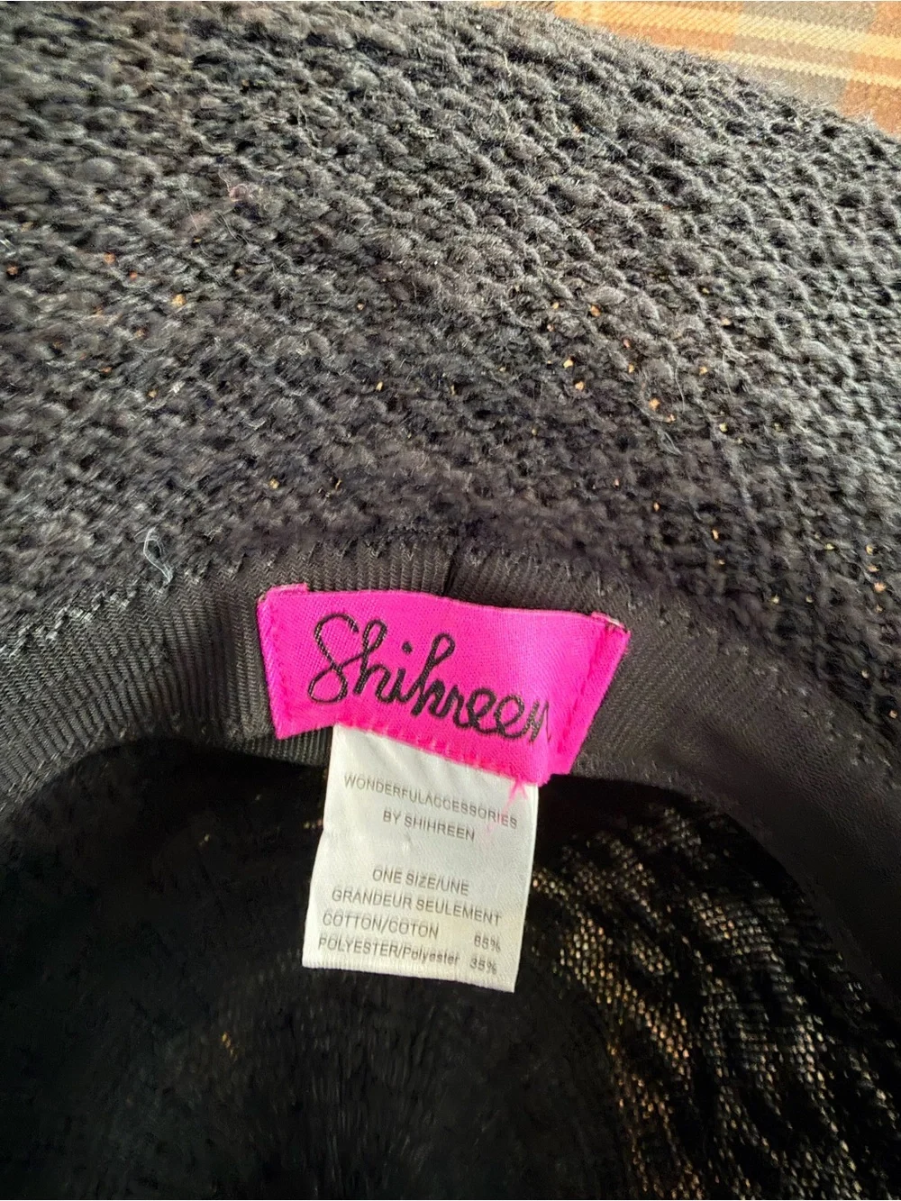 Black Knit Wide-Brim Hat with Subtle Logo Accent